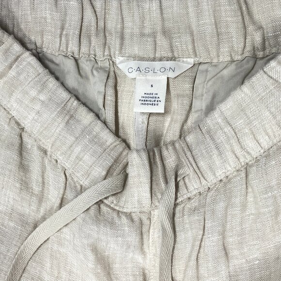 Caslon Tie Waist Taper Linen Pants - Tan Size Small - Picture 8 of 9